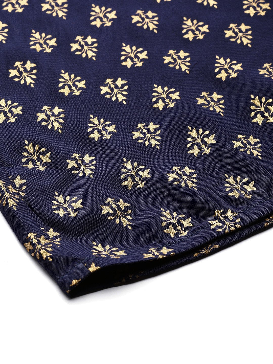 Women's Navy Rayon Printed Flared Palazzo