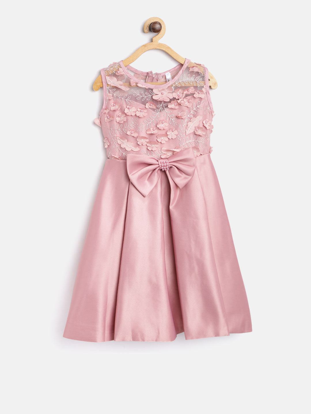 Gilr's Blue Pearls And Embroidered Party Dress - S