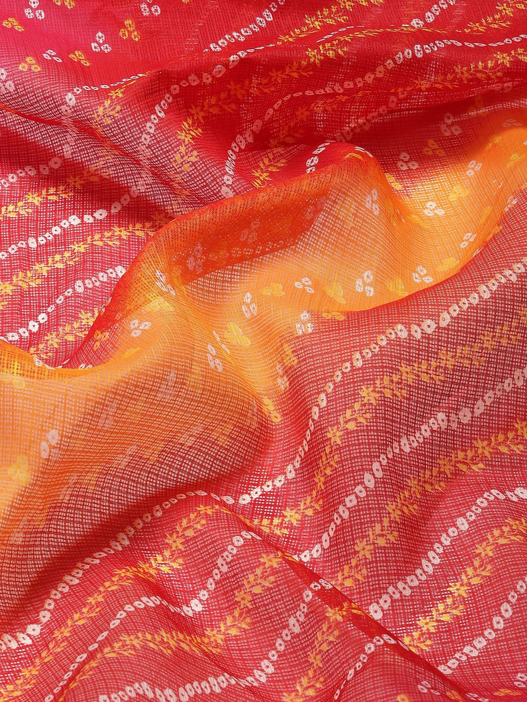 Women's Red Printed Unstitched Blouse Sarees