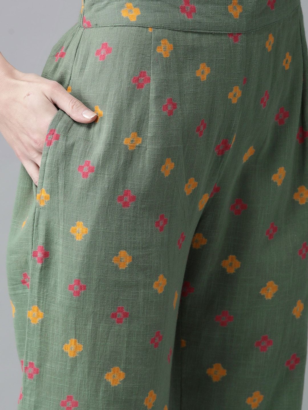 Women's Green & Pink Printed Kurta with Palazzos