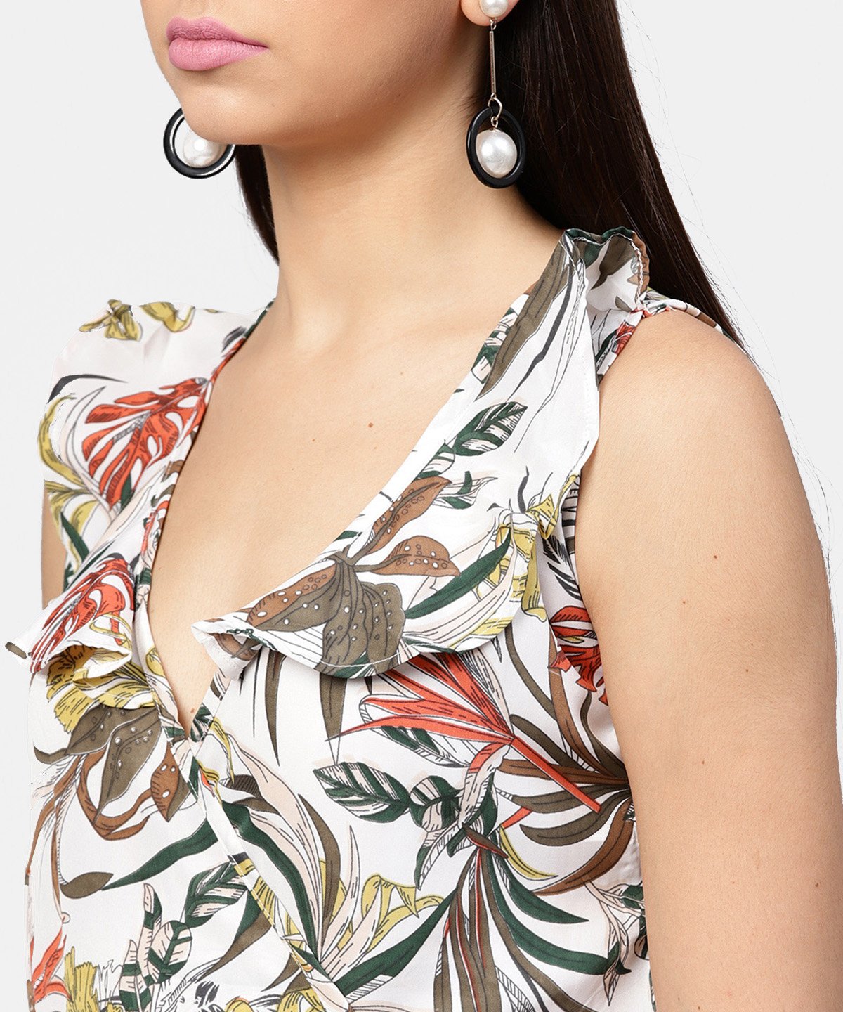 Women's Multi Printed Sleeveless V-Neck Short A-Line Dress