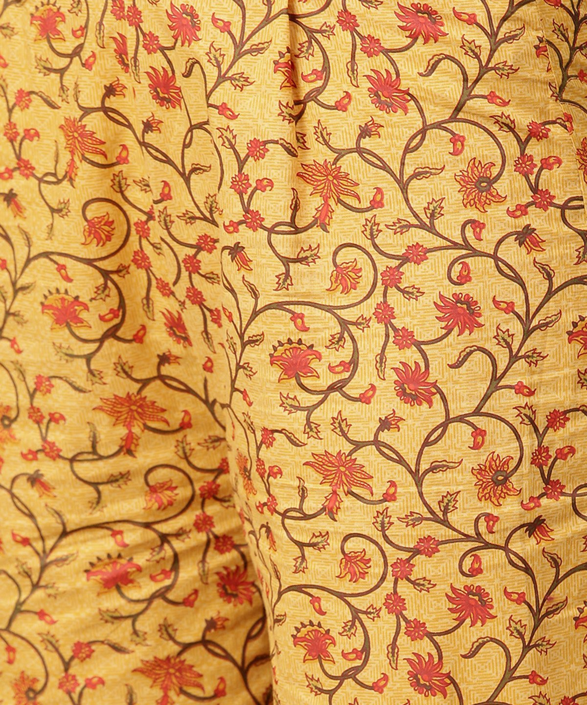 Women's Yellow 3/4Th Sleeve Cotton Kurta With Ankle Length Printed Pallazo