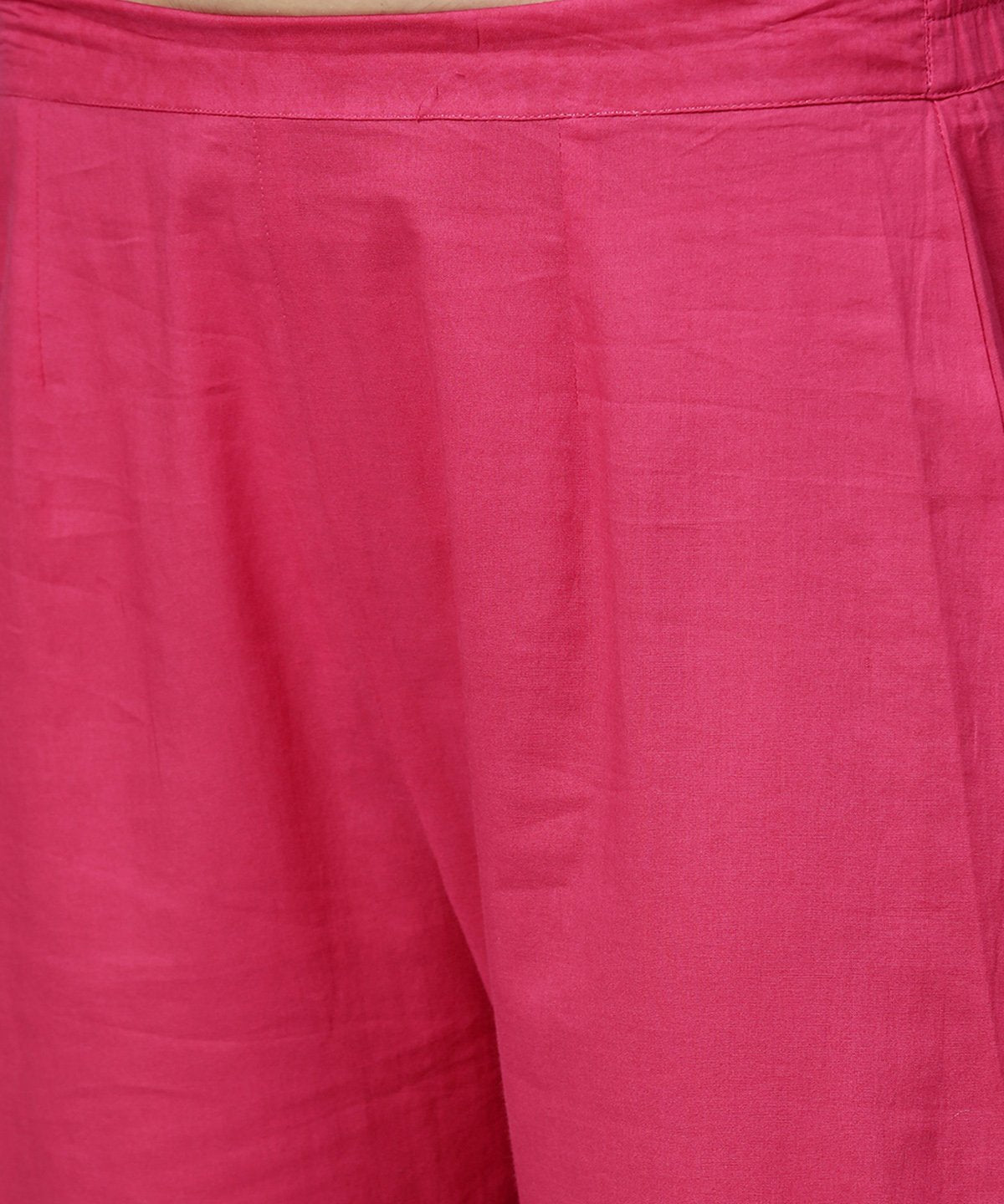 Women's Pink 3/4Th Sleeve Cotton A-Line Kurta With Pink Palazzo