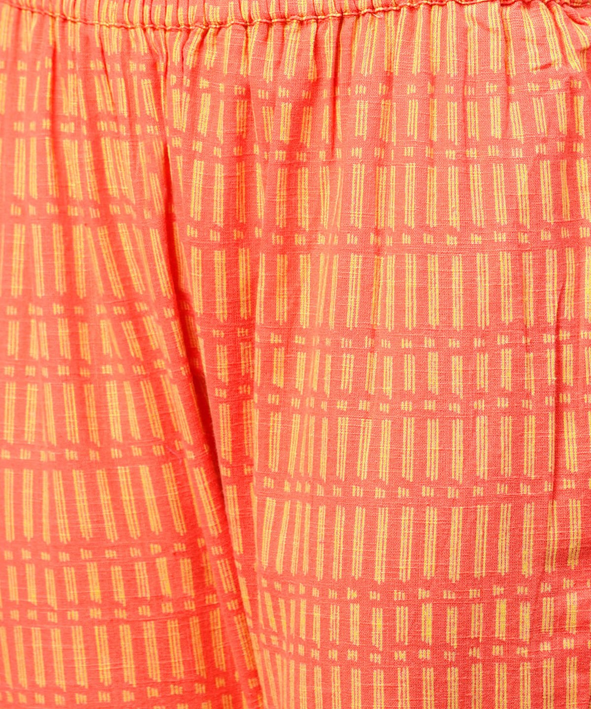 Women's Peach Half Sleeve Cotton Assymetric Kurta With Ankle Length Pant