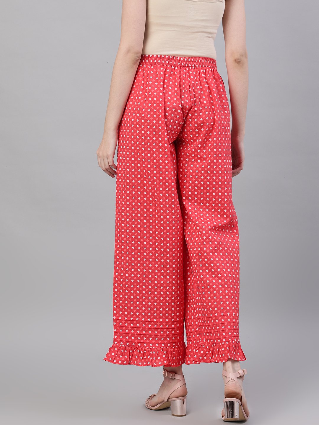 Women's Dusky Pink Polkadot Print Trouser