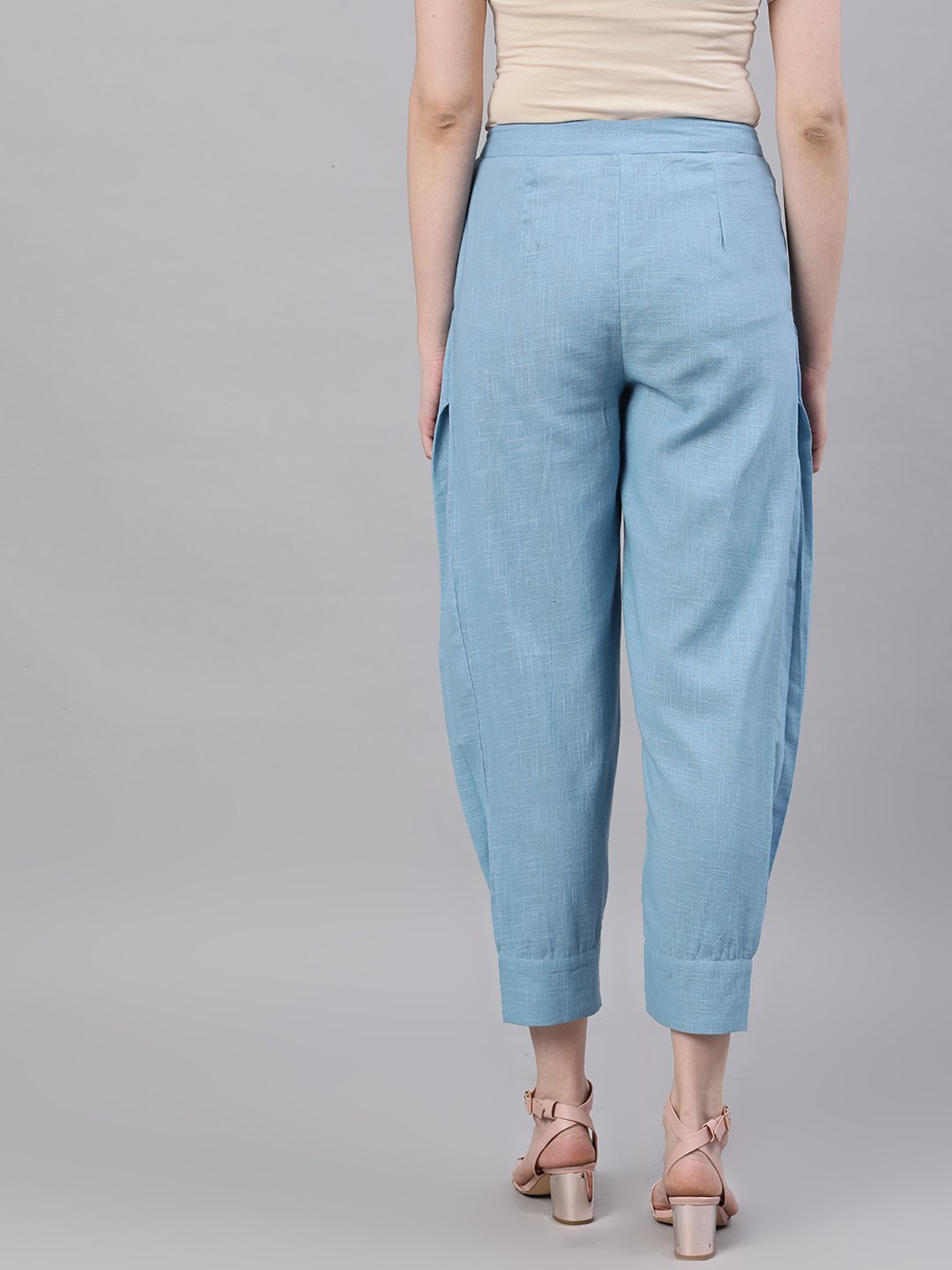 Women's Blue Regular Fit Solid Joggers