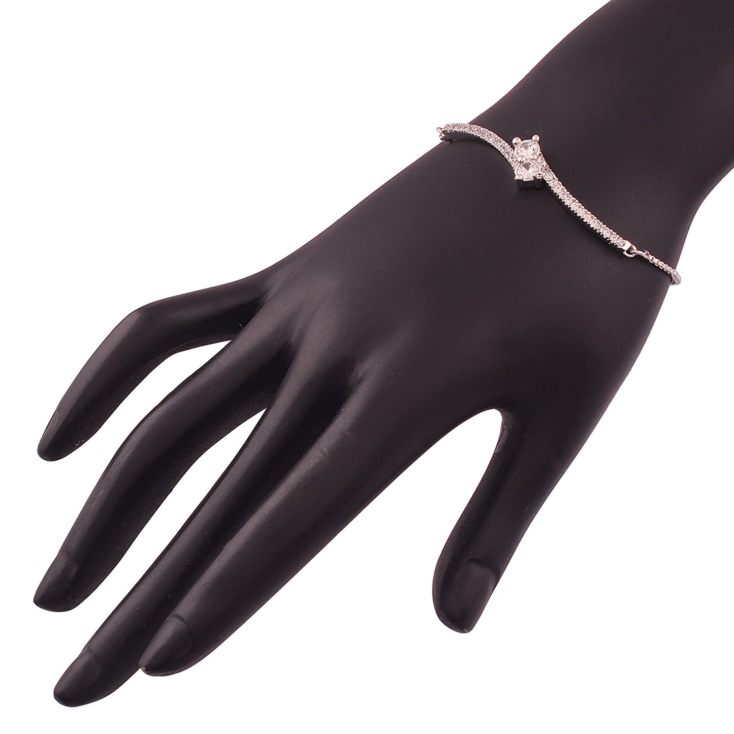 Women's Cubic Zirconia Adjustable Bracelet Jewellery with Pull-Chain for Women