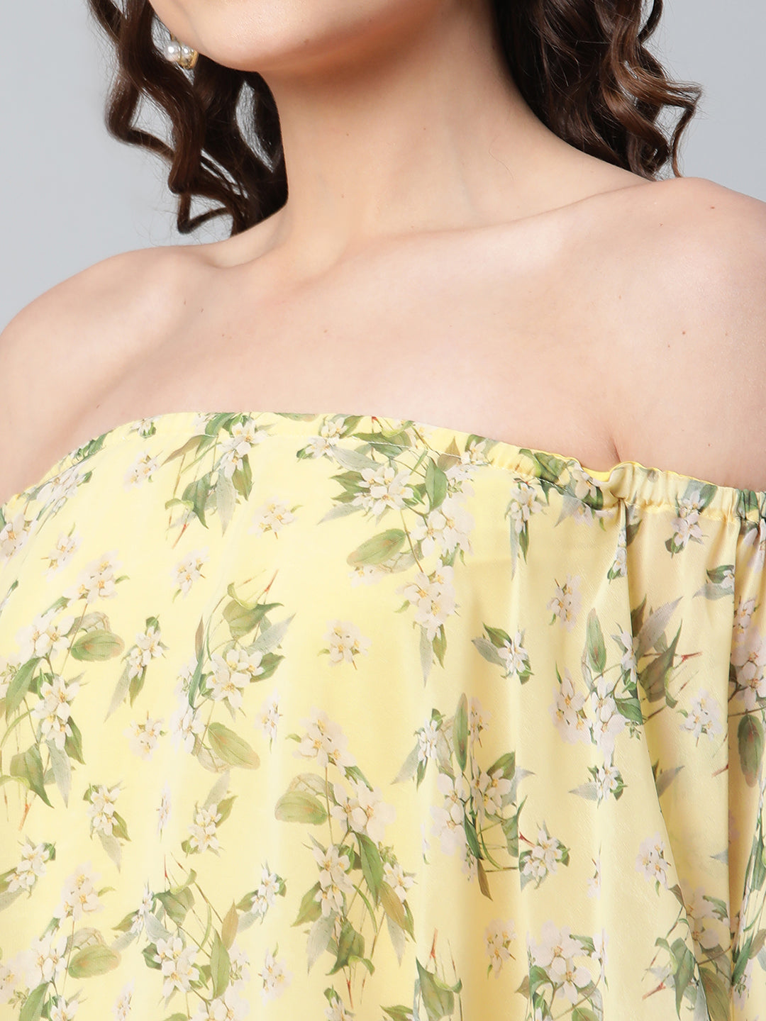 Women's Crepe Printed Yellow Dress