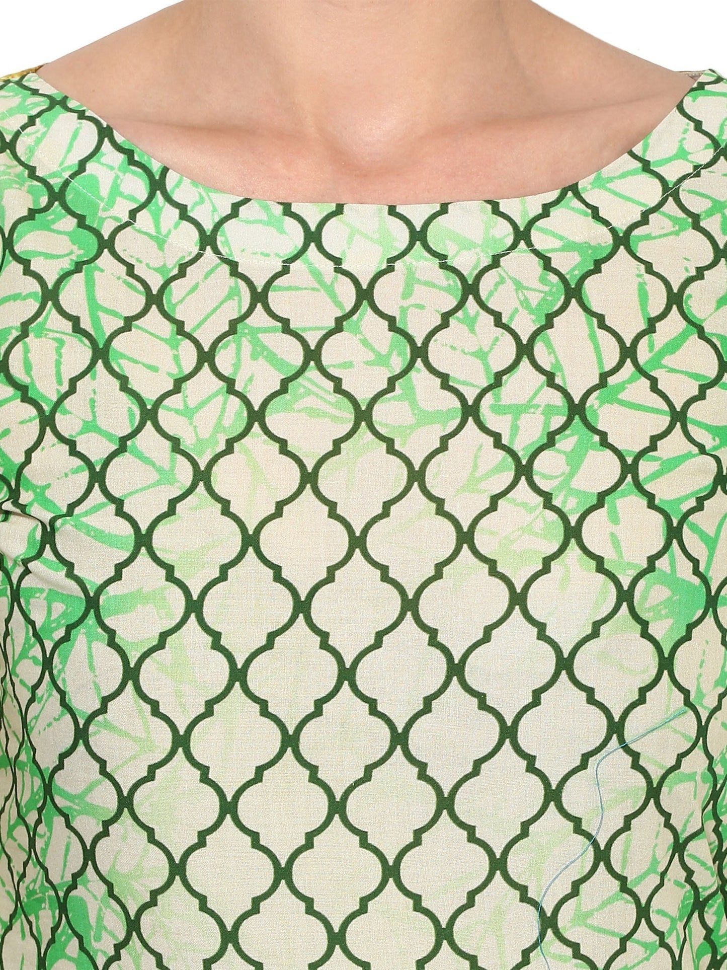 Women's Designer Pista Green Digital Printed Cotton Only Kurti