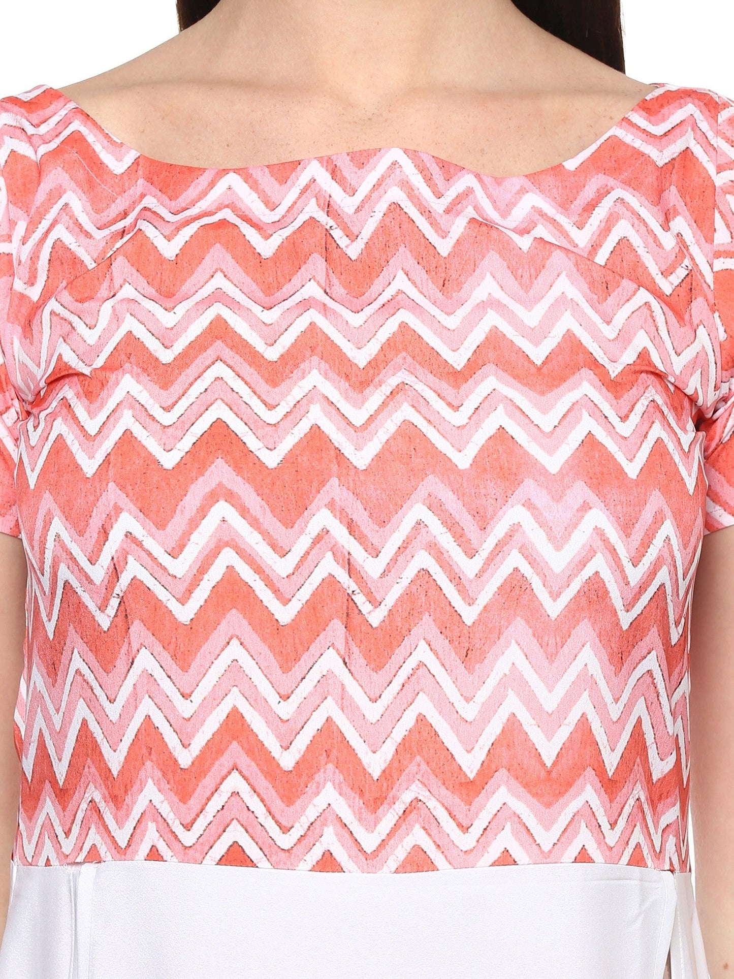 Women's Pink & White Only Kurti Gown Indo Western Top
