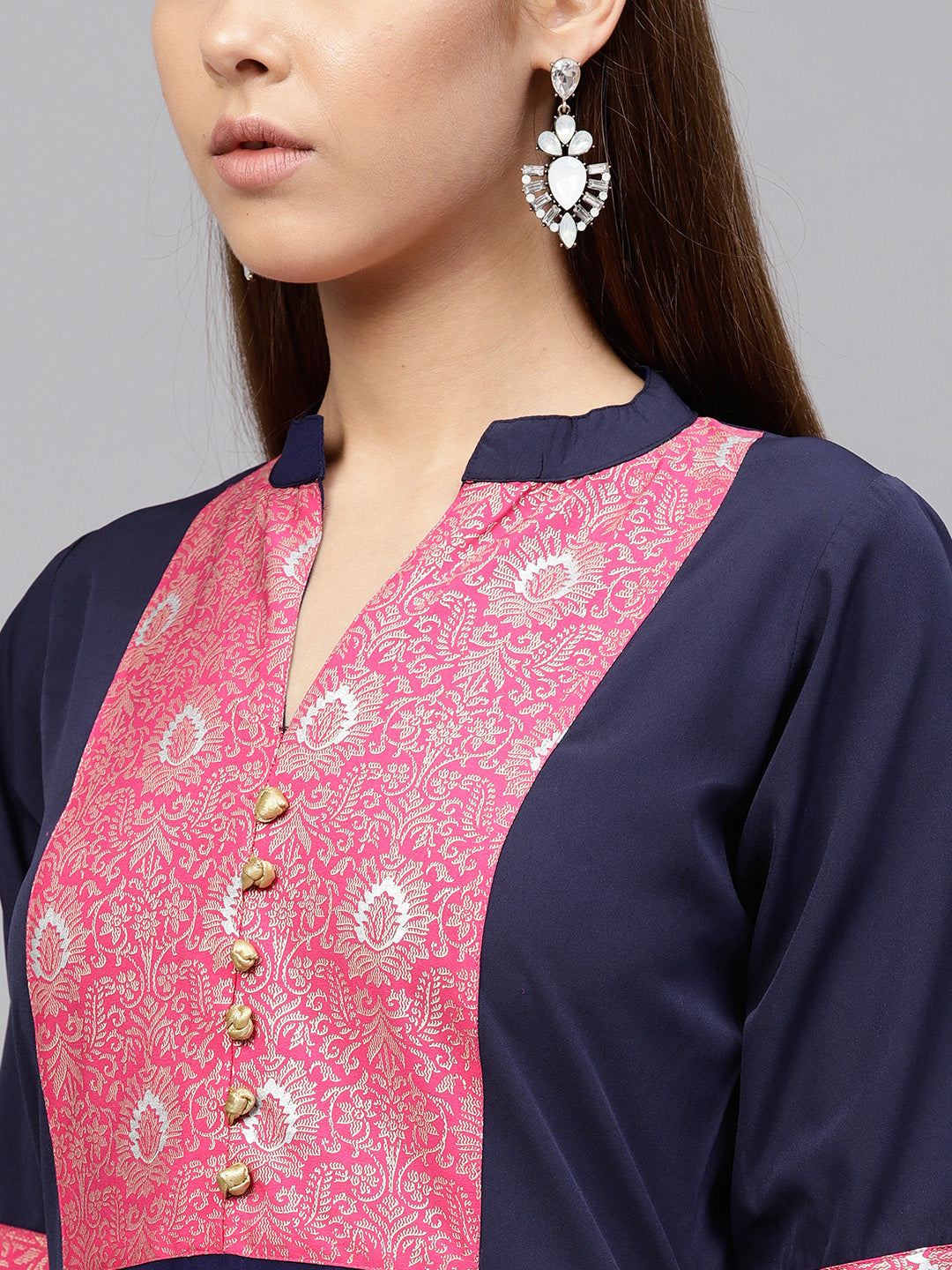 Women's Foil Print Straight Crepe Only Kurta