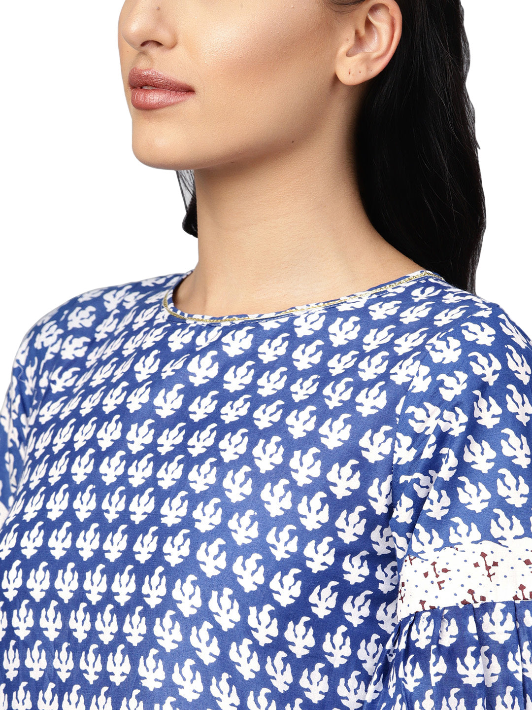 Women's Blue And White Kurti With Dhoti Pant