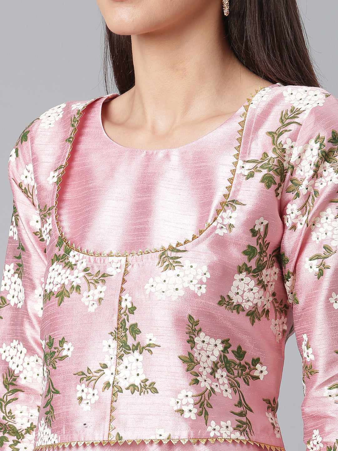 Women's Silk Pink Anarkali Kurta By Ahal