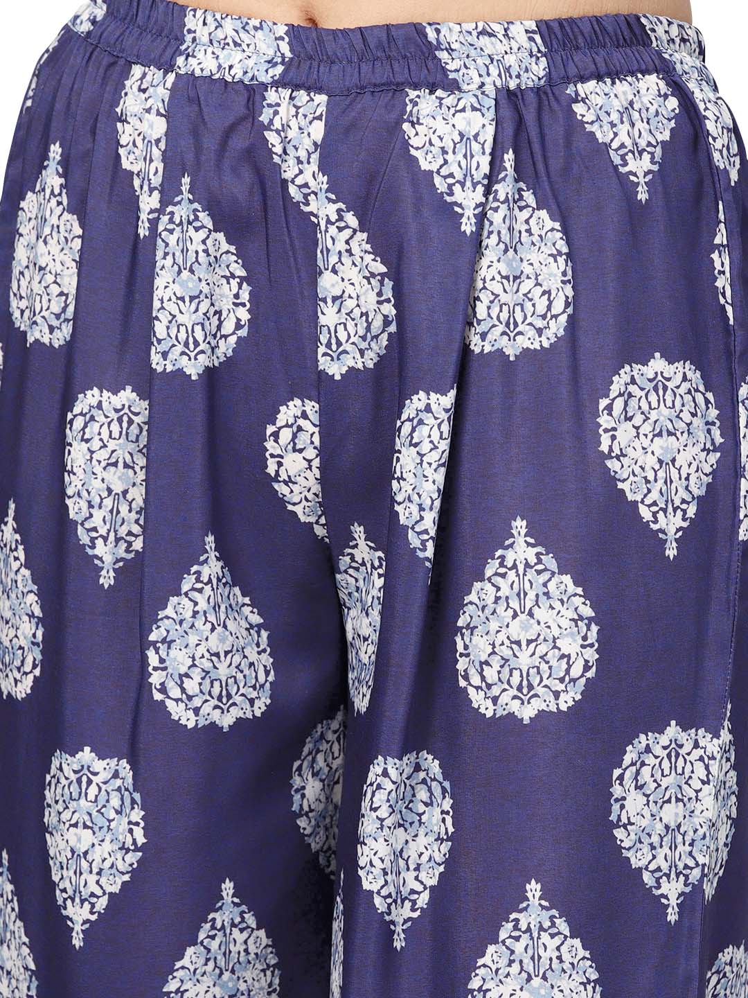 Women's Dark Blue Printed Kurta Set