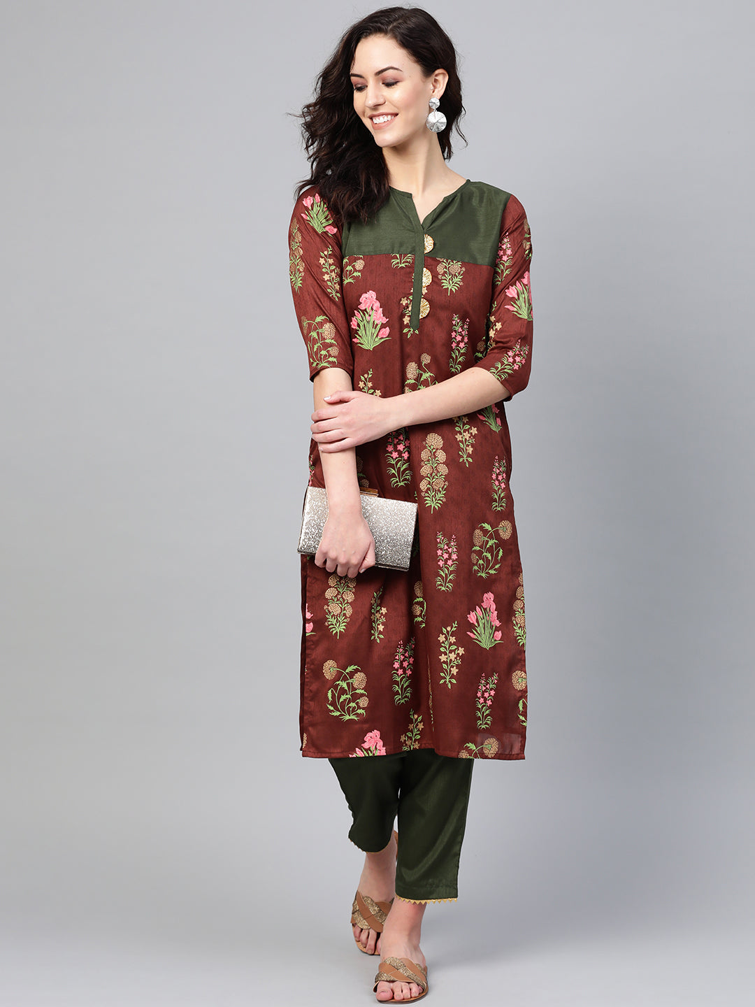 Women's Floral Straight Kurta With Pant