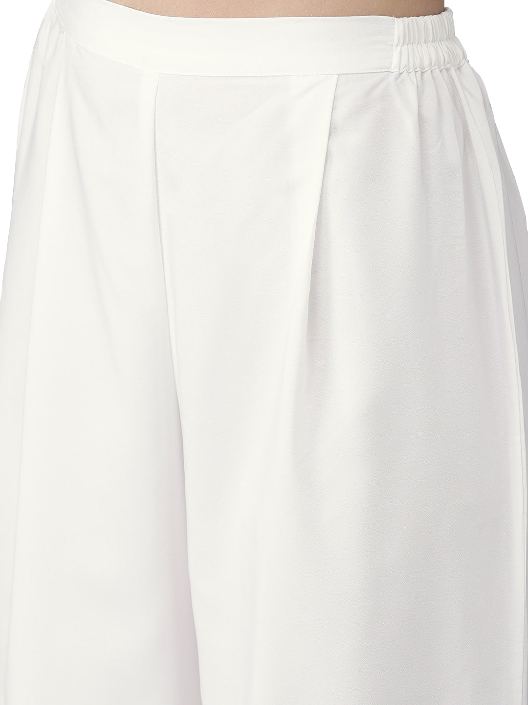 Women's White Embellished Kurta With Palazzo Set