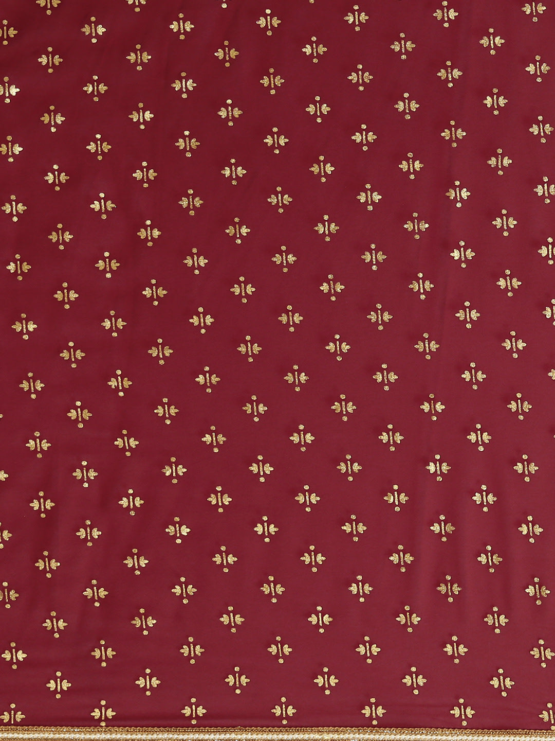 Women's Maroon Georgette Gold Foil Print Ready To Wear Saree