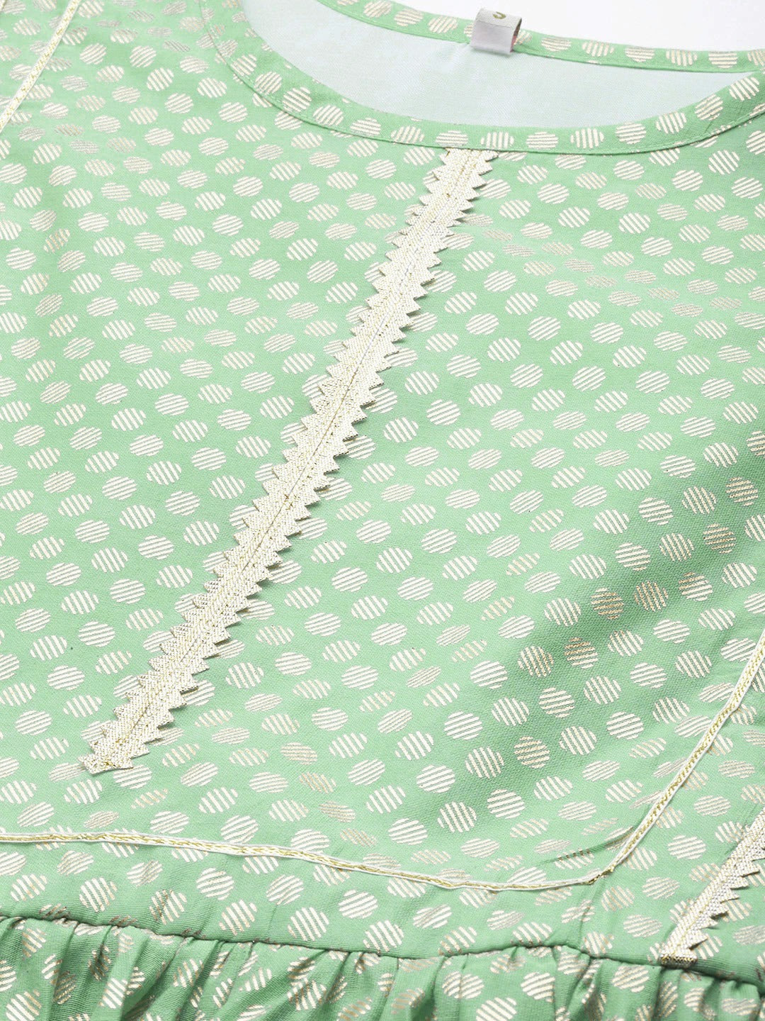 Women's Sea Green Chanderi Silk Golden Printed Tuni