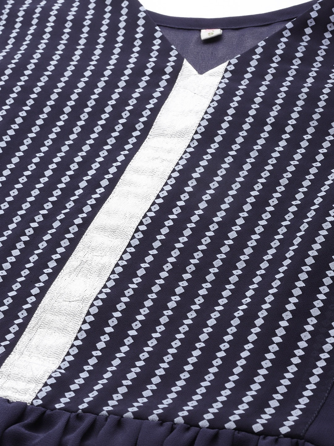 Women's Navy Blue Georgette Khari Print Tuni