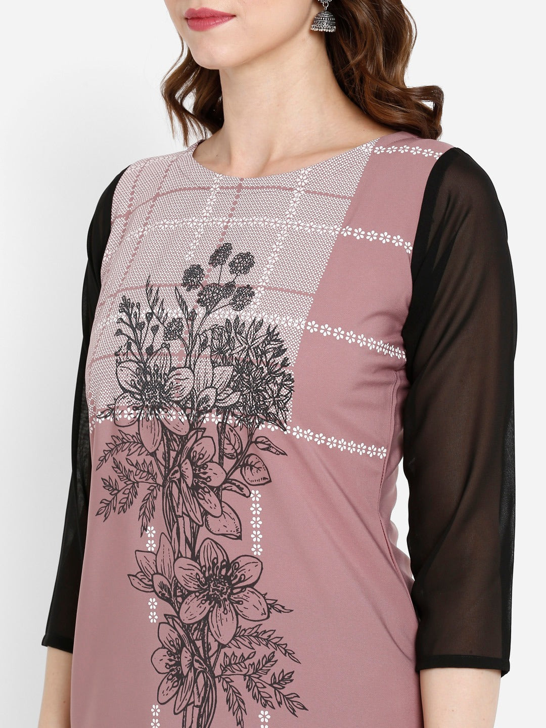 Women's Mauve Printed Straight Kurt