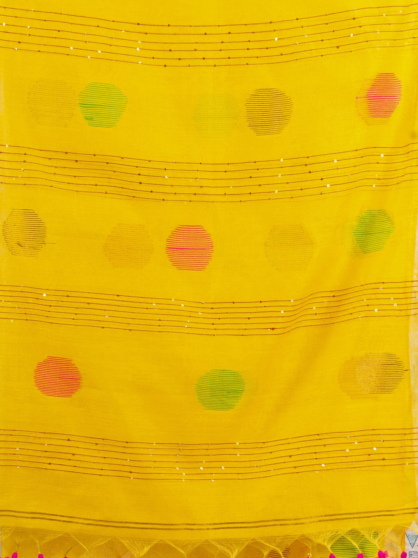 Women's Yollow Handweven Cotton Blend Jamdani handloom Saree