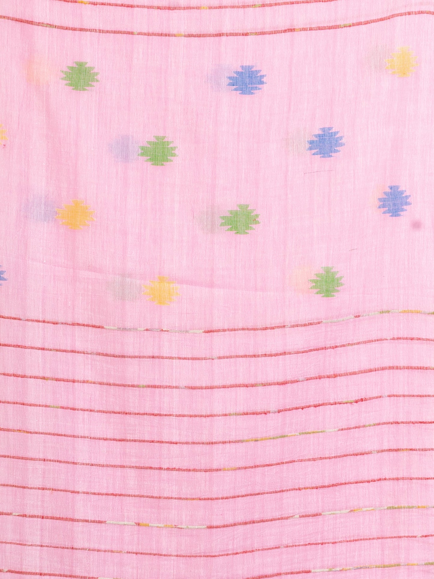 Women's Pink Handwoven Cotton Jamdani handloom Saree