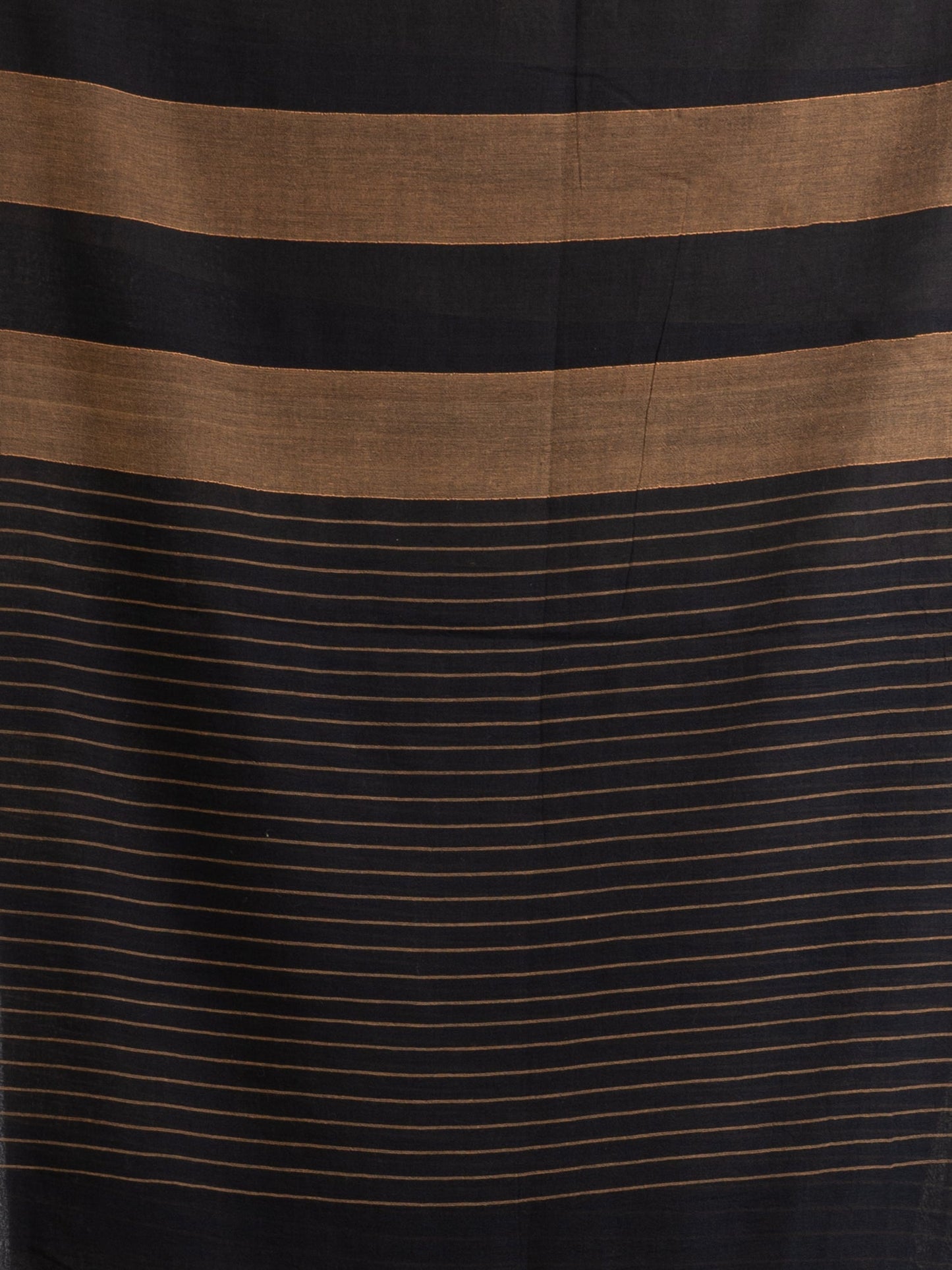 Women's Brown And Black Stipe Handwoven Cotton handloom Saree