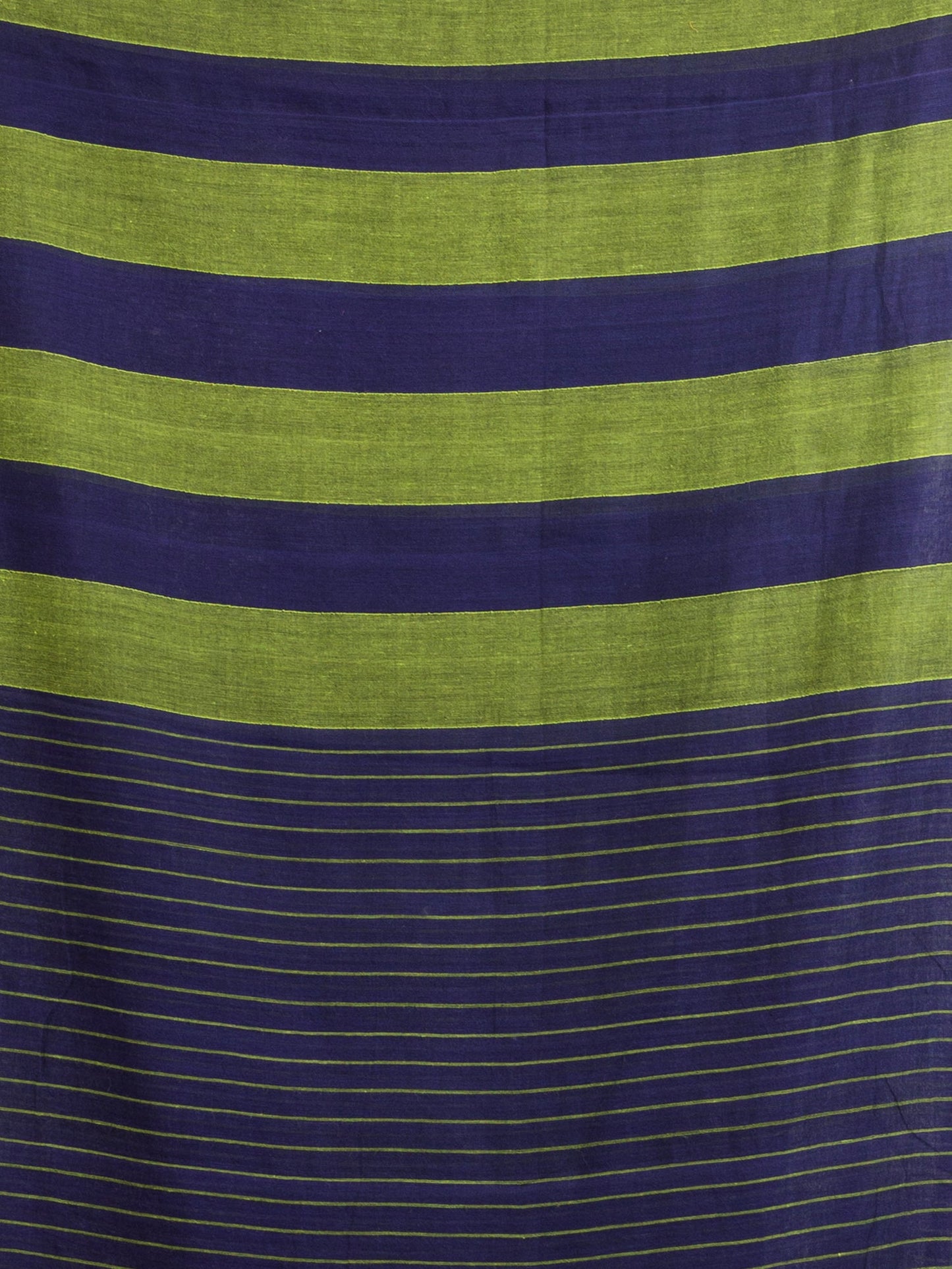 Women's Lemon And Blue Stipe Handwoven Cotton handloom Saree