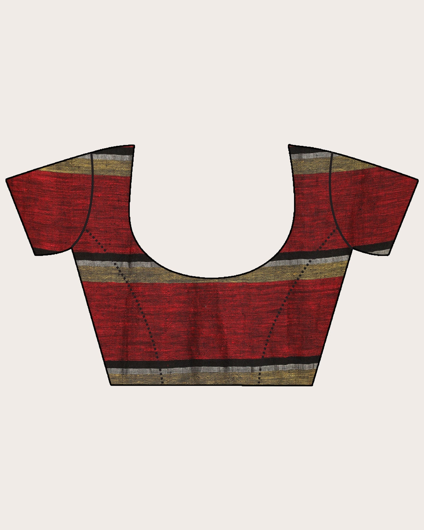 Women's Red Handloom Check Linen Saree