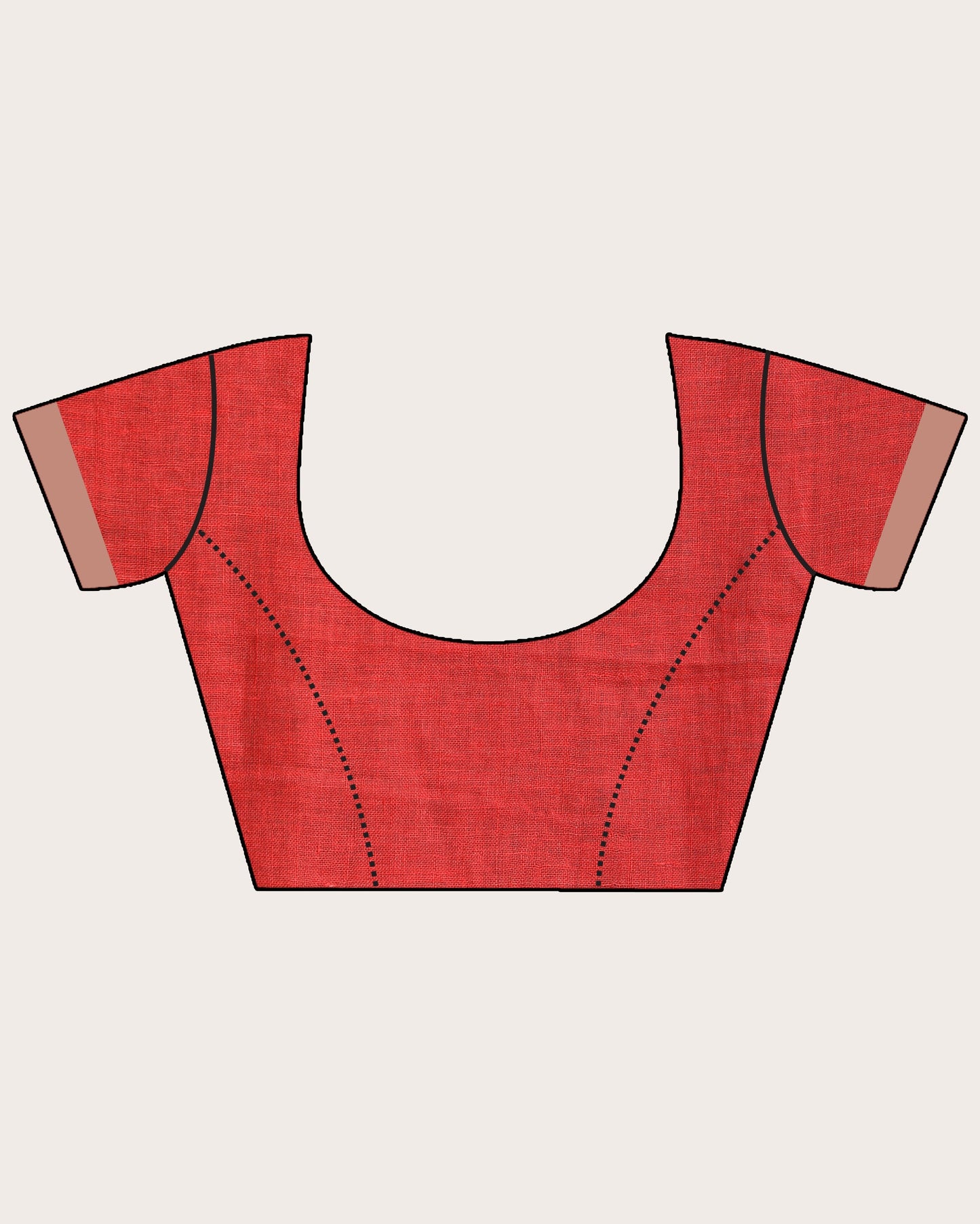 Women's Pastel Red Traditional Handloom Check Linen Saree