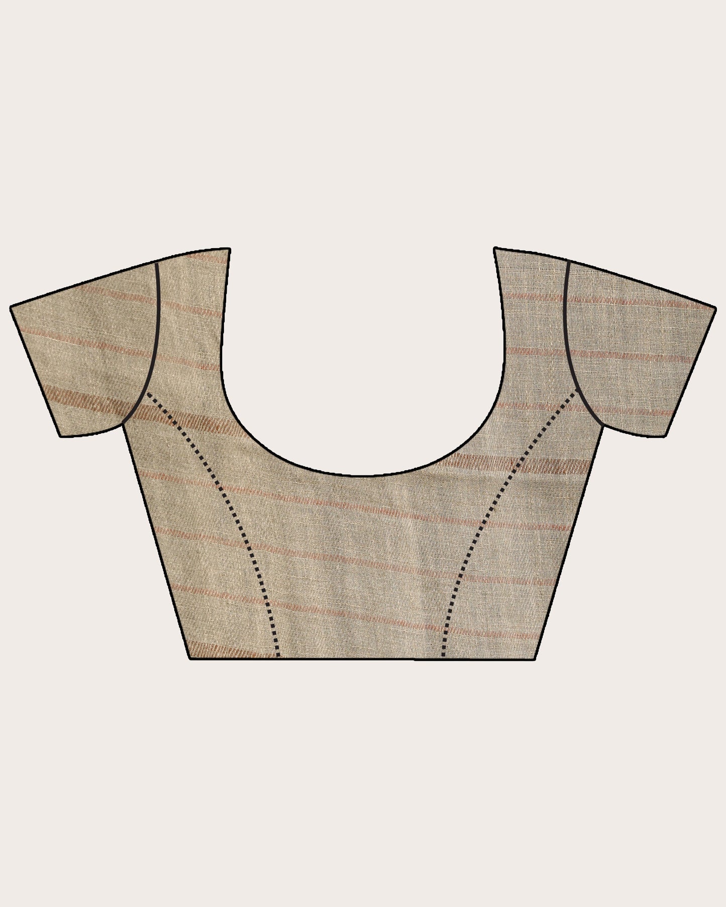 Women's Beige Silver Traditional Handloom Check Linen Saree
