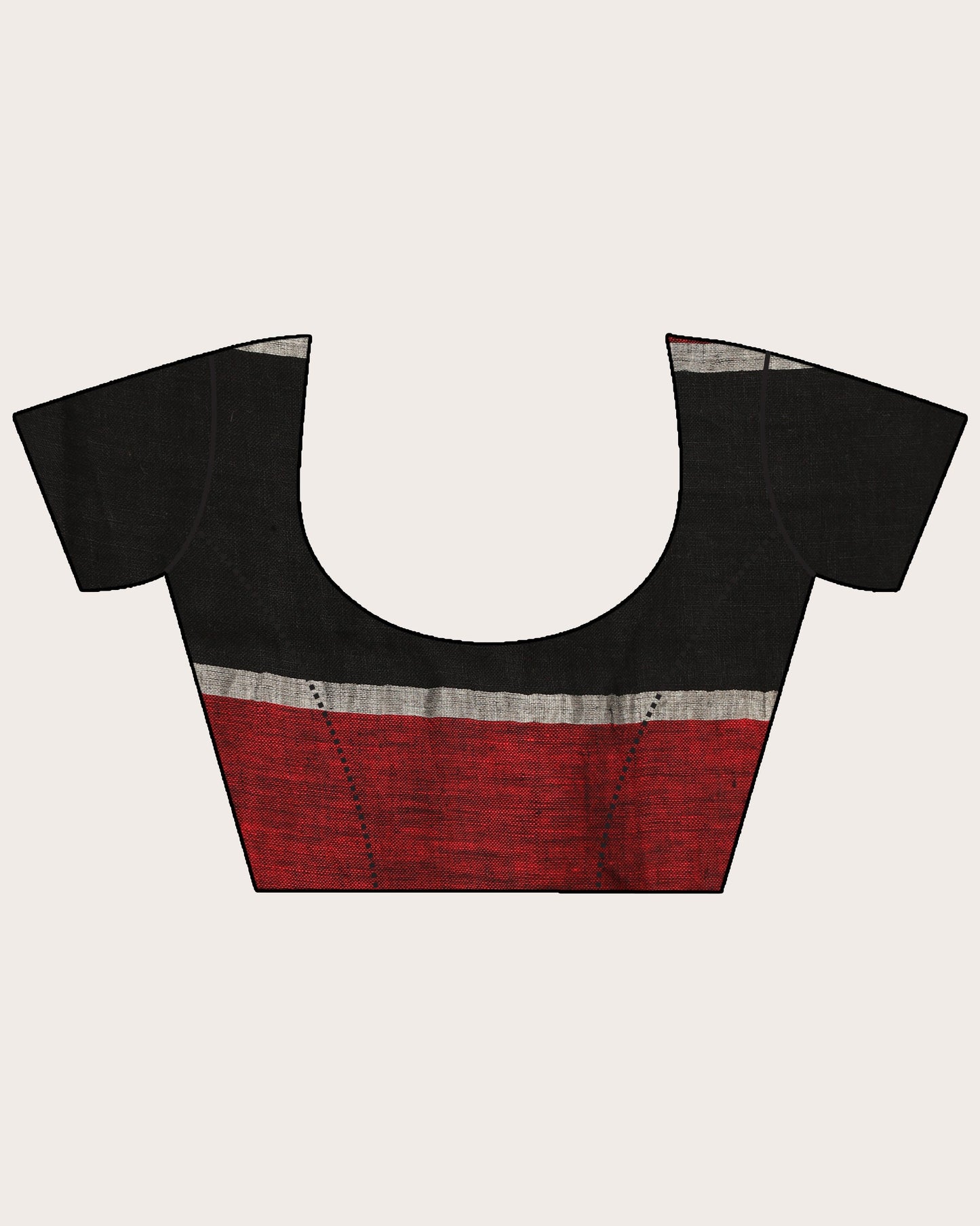Women's Red Black Traditional Check Linen Handloom Saree
