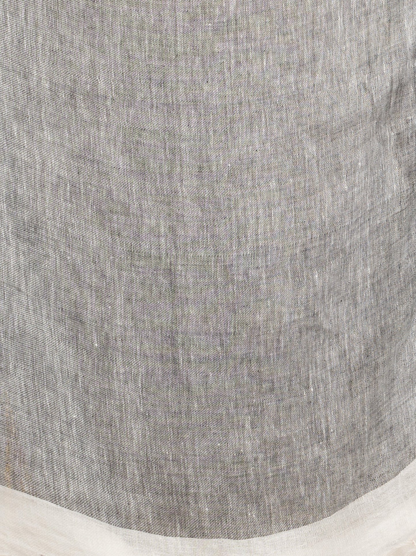 Women's White twill weaving with black pallu in white and black border handwoven linen saree