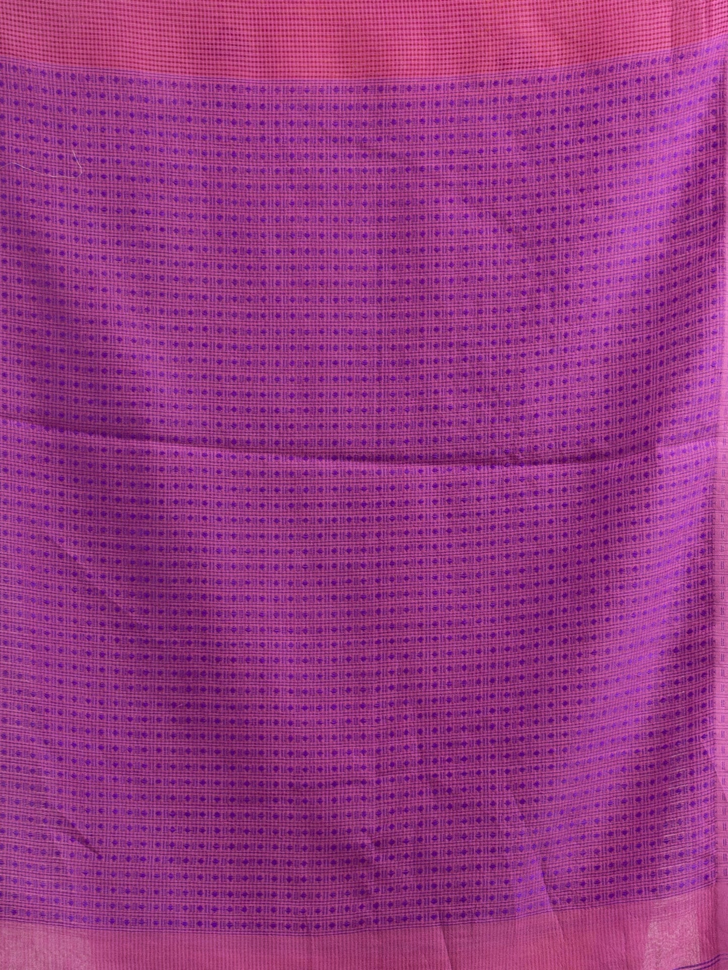 Women's Magenta resham cotton kota check all over Buti jacquqrd Pallu handwoven saree