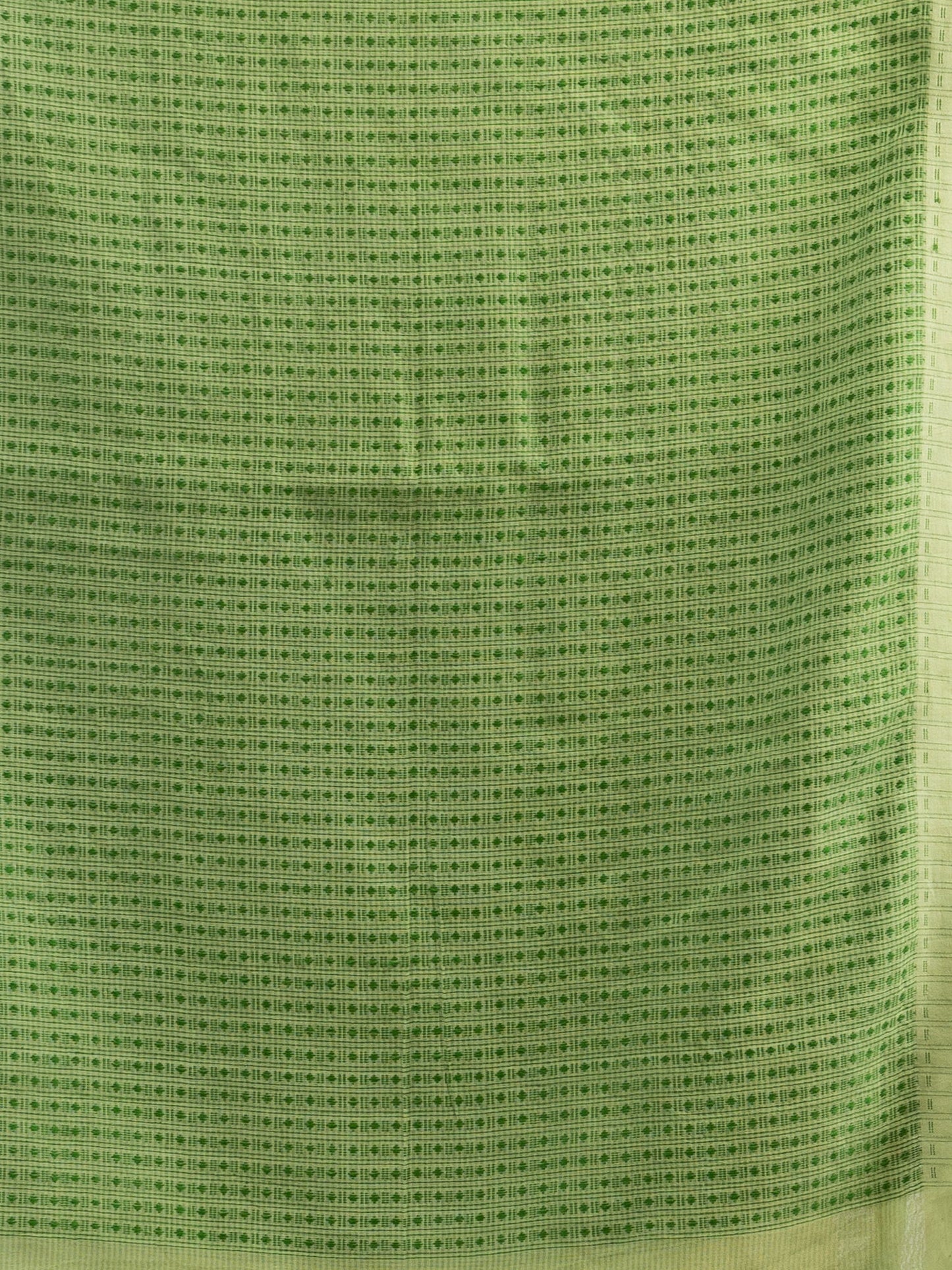 Women's Light Green resham cotton kota check all over Buti jacquqrd Pallu handwoven saree