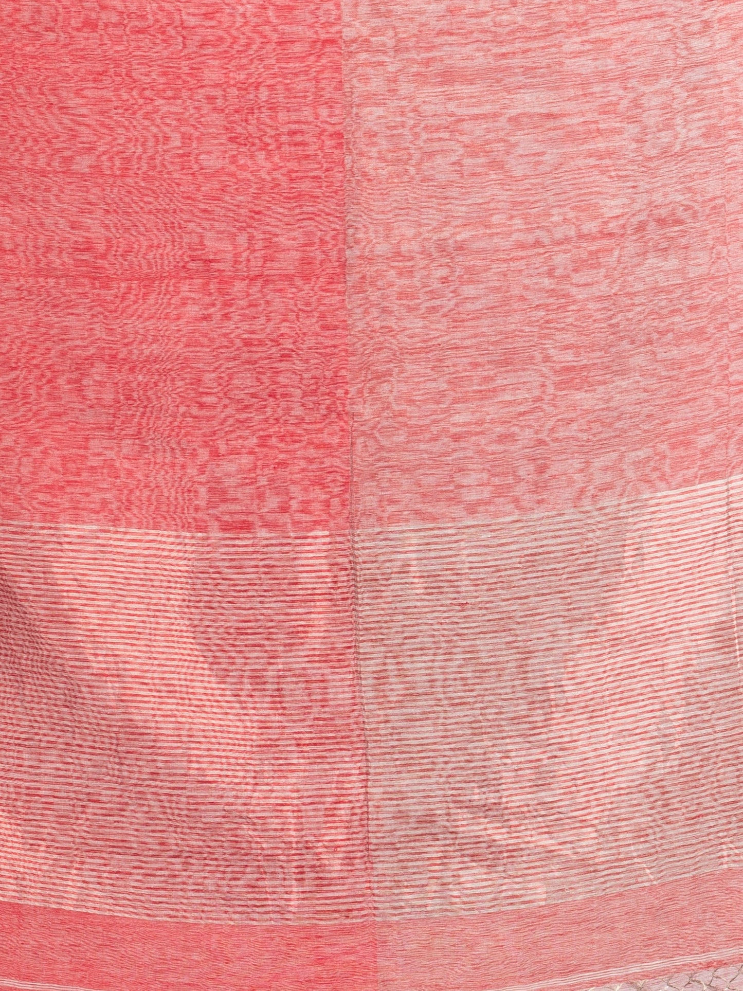 Women's Red tissue linen multi colour pallu handwoven saree