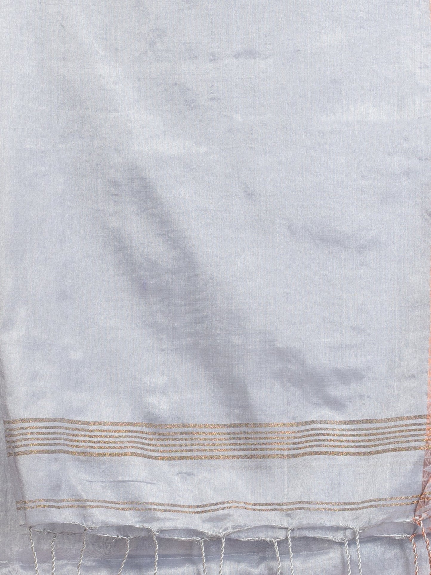 Women's Silver Zari Cotton Tissue Jacquard Border handloom Saree