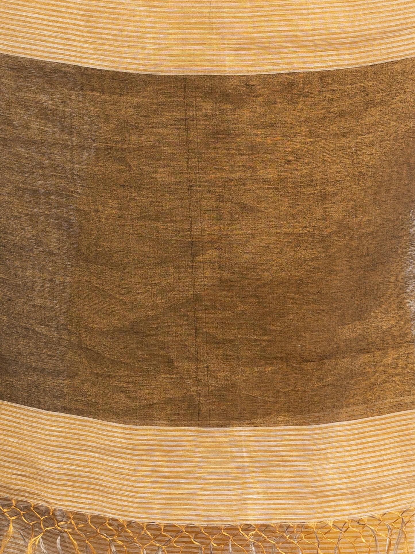 Women's Cream all body type check with black pallu handwoven tissue linen saree