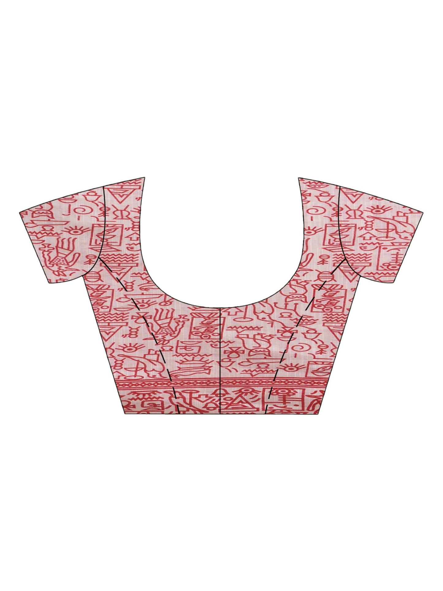 Women's Red cotton dolls Printed Saree