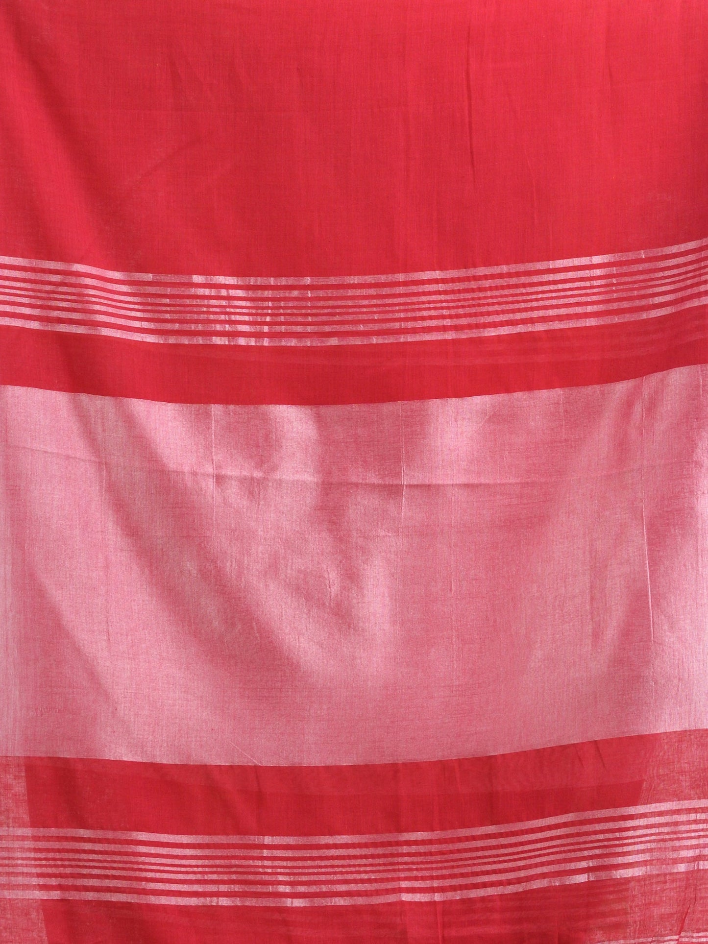 Women's Red Cotton with zari pallu and zari border handloom Saree
