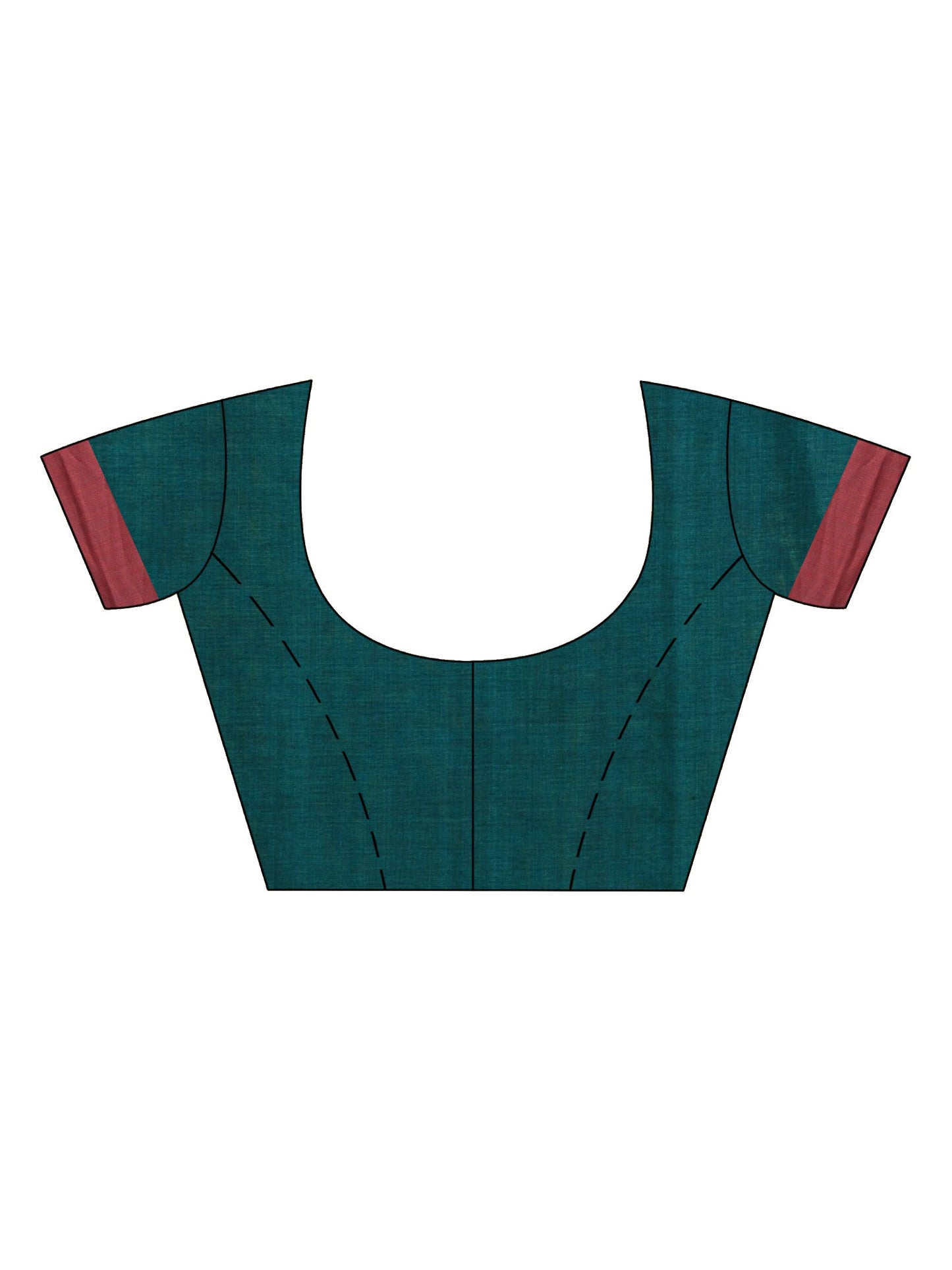 Women's Rama green cotton with red border handwoven jamdani saree
