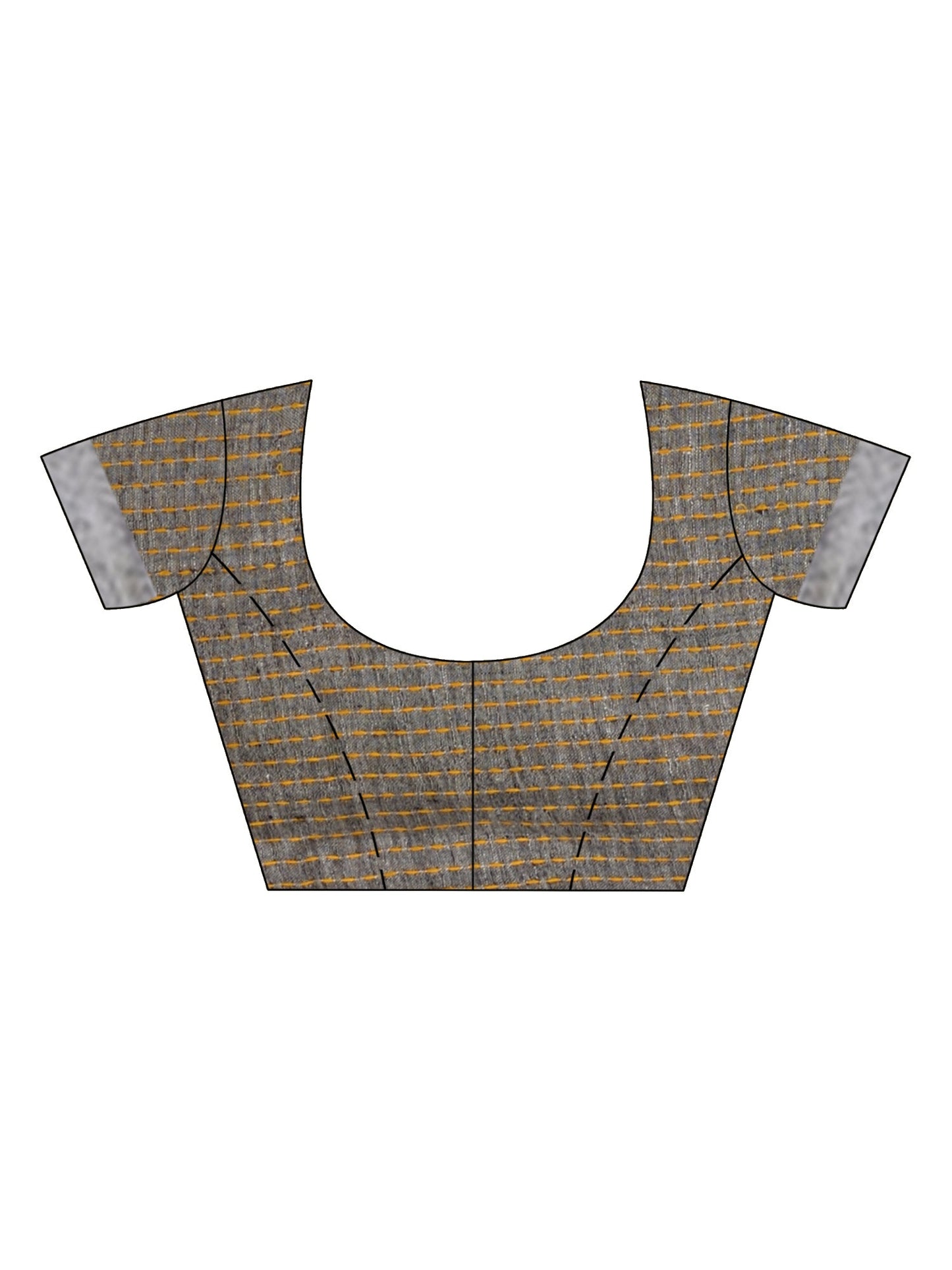 Women's Grey kantha stitch Handwoven Linen Saree