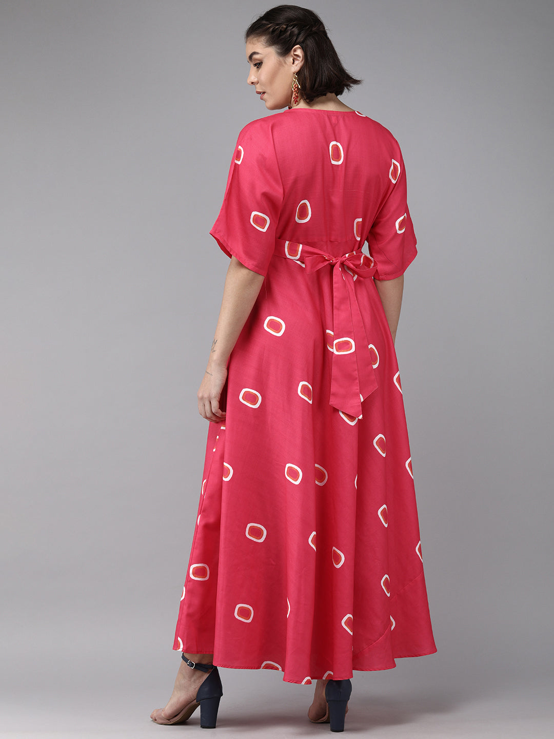 Women's Pink Floral Print Maxi Dress