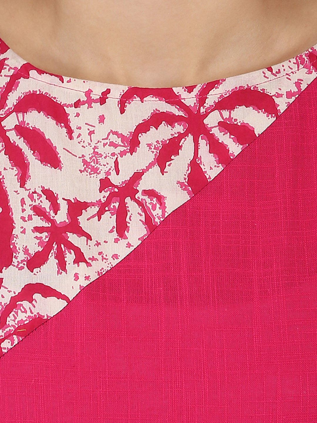 Women's Pink Half Sleeve Cotton Anarkali Kurta