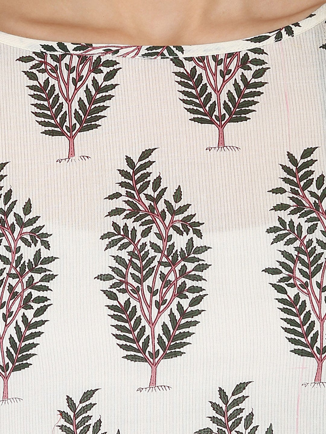 Women's Off White Printed Half Sleeve Cotton Kurta