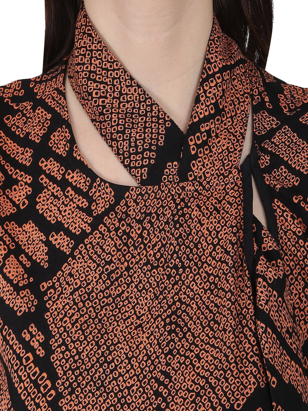 Women's Black Printed Cap Sleeve Rayon Tunic