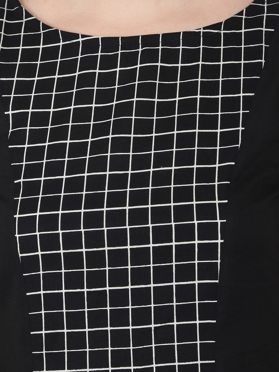 Women's Black Printed Sleeveless Cotton Floor Length A-Line Kurta