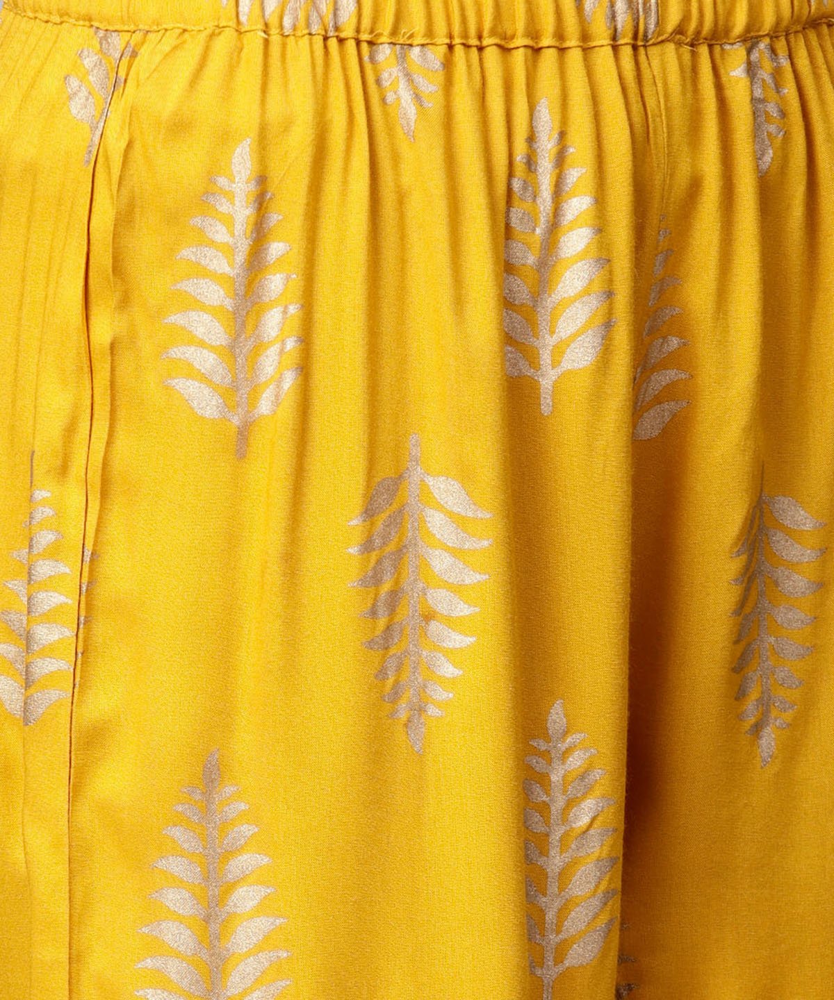 Women's Grey Printed 3/4Th Sleeve Cotton Kurta With Yellow Printed Pallazo And Grey Dupatta