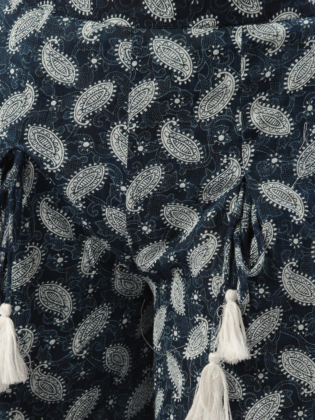 Women's Indigo Blue Ethnic Motifs Printed Cotton Wide Leg Palazzo