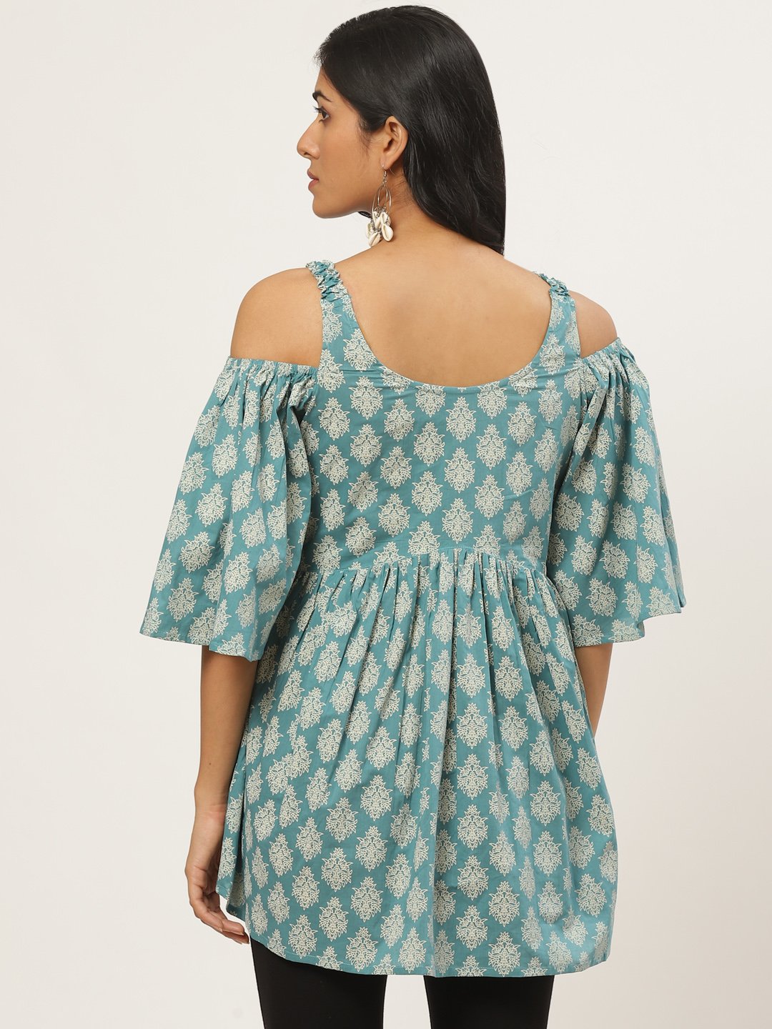 Women's Turq Printed Tie-Up Tunic